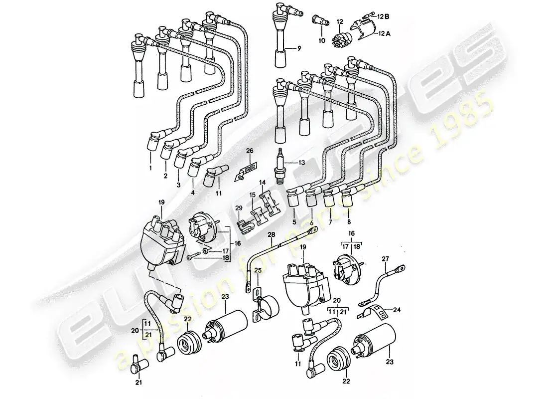 porsche 1994 (928) electricidad del motor diagrama de piezas