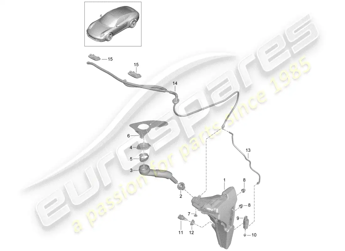 porsche 2012 (991-1) windshield washer unit diagrama de piezas