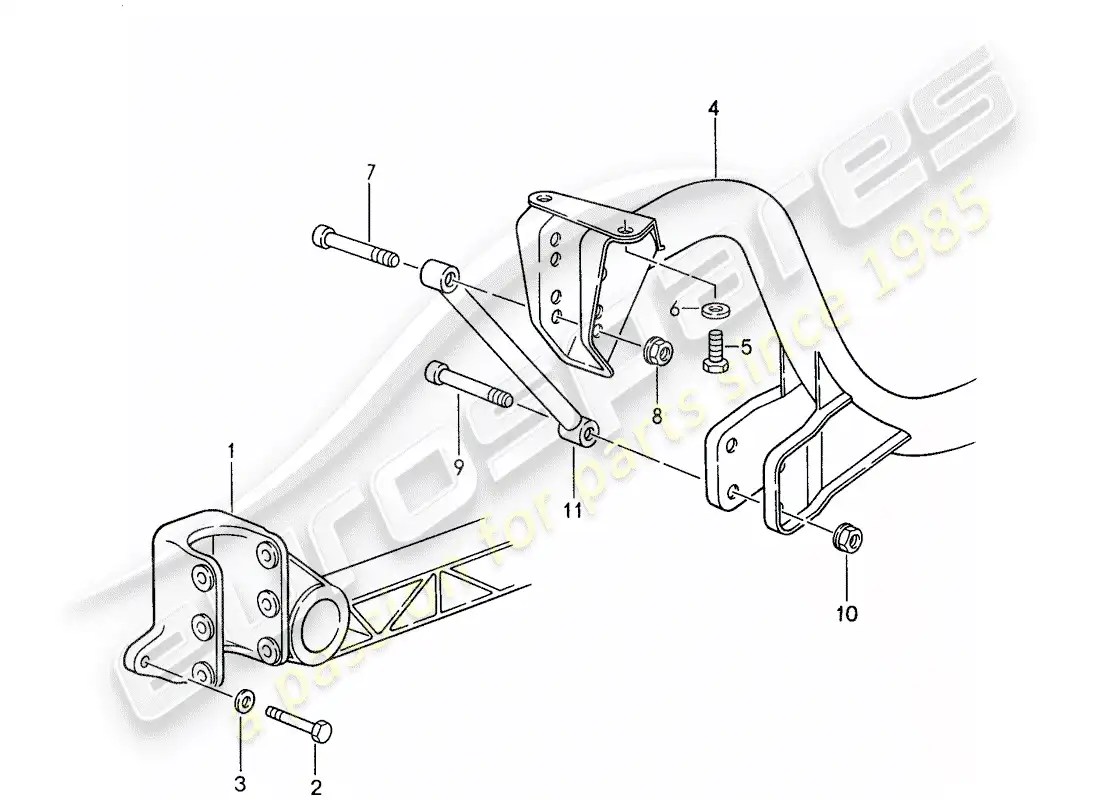 porsche 1988 (959) eje trasero - travesaño - travesaño diagrama de piezas