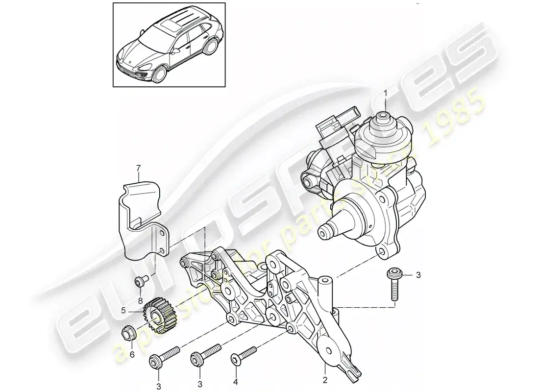 porsche 2017 (cayenne e2 92a) bomba de alta presión diagrama de piezas