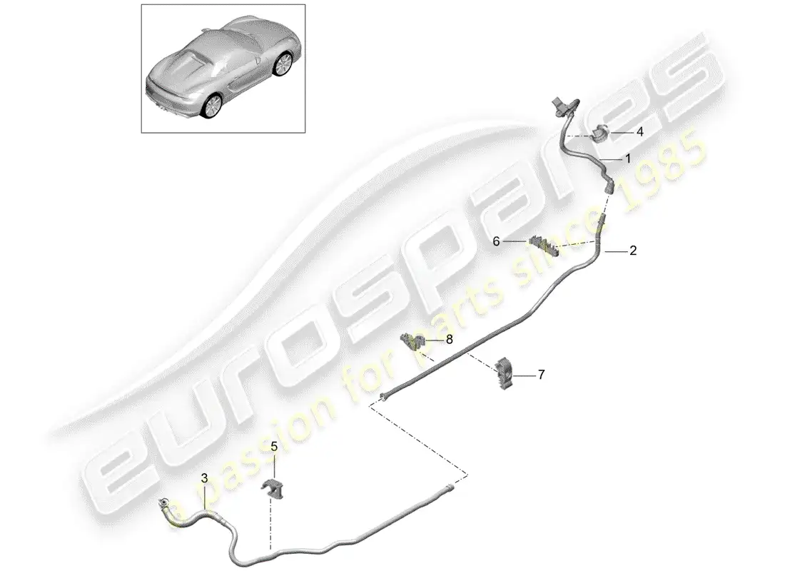 porsche 2016 (981 boxster spyder) línea de vacío diagrama de piezas