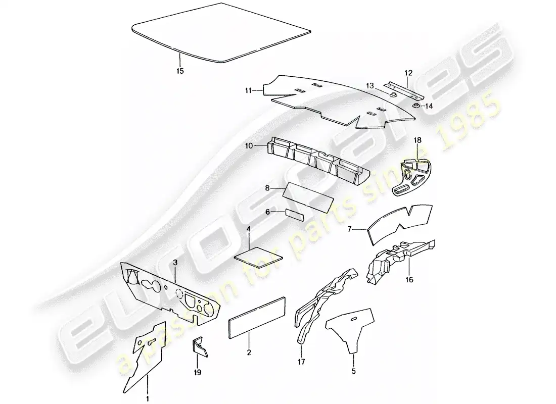 porsche 2004 (996 gt3) carcasa del cuerpo - absorbentes de sonido diagrama de piezas