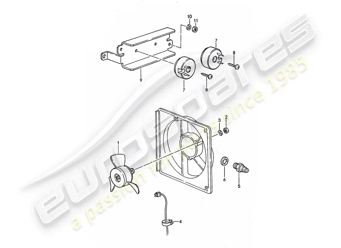 porsche 1995 (968) ventilador eléctrico diagrama de piezas
