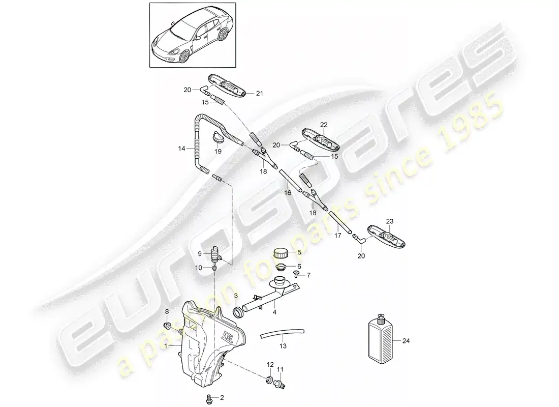 porsche 2010 (panamera 970) windshield washer unit diagrama de piezas