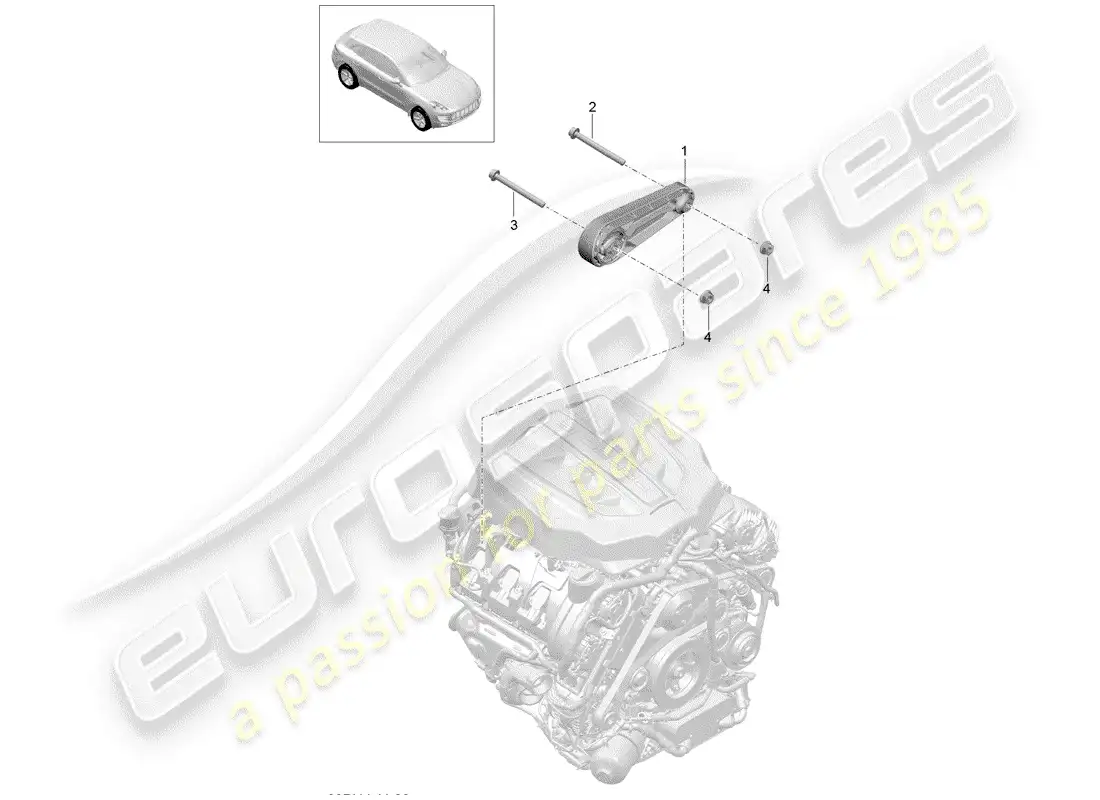 porsche 2016 (macan) dispositivo de elevación del motor diagrama de piezas