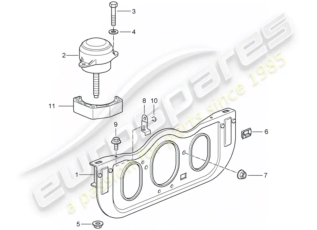 porsche 2002 (996 gt3) suspensión del motor diagrama de piezas