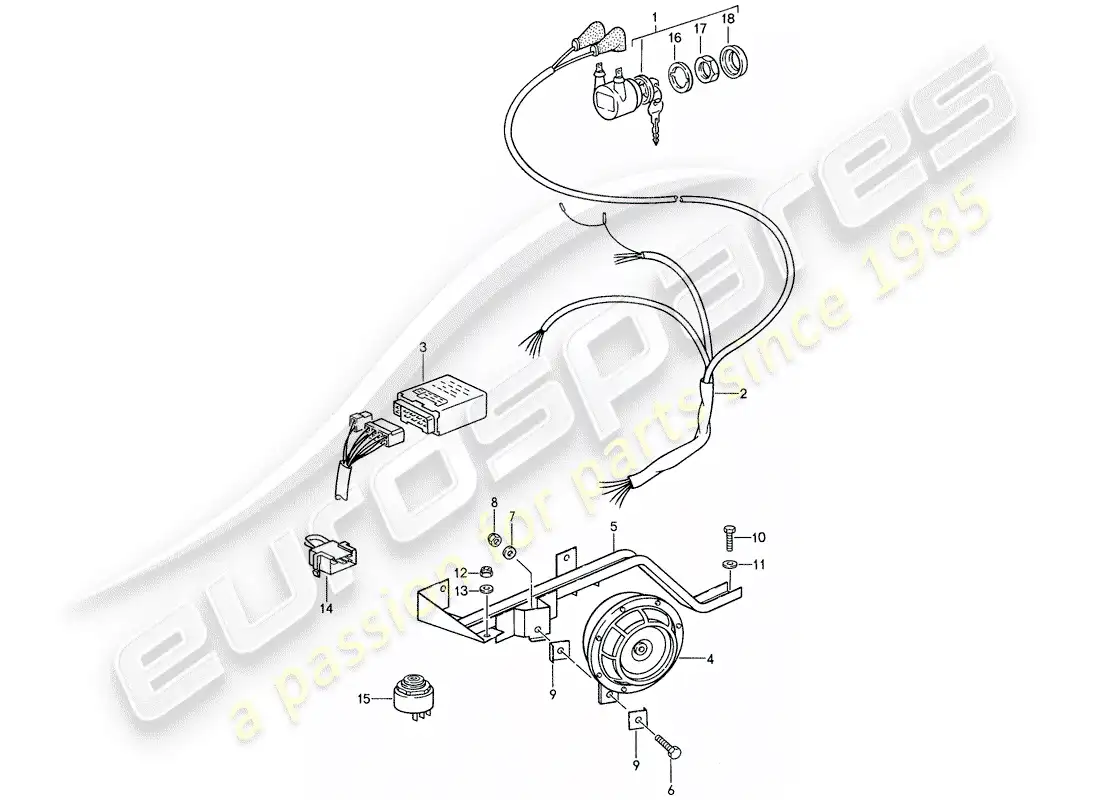 porsche 1988 (959) sistema de alarmas diagrama de piezas