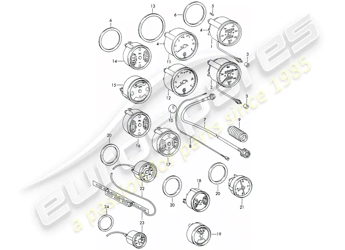 porsche 1969 (911/912) instruments diagrama de piezas
