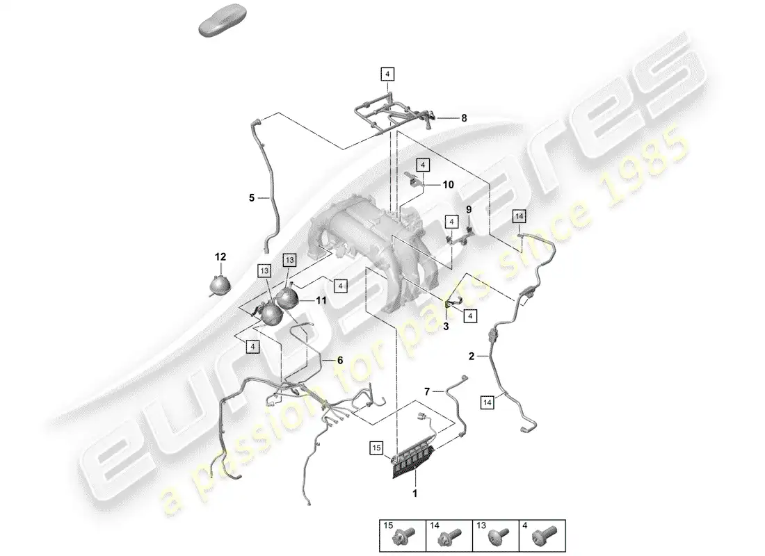porsche 2019 (718 boxster spyder) sistema de vacío diagrama de piezas