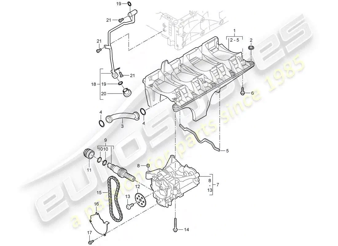 porsche 2008 (cayenne e1 9pa) placa deflectora de aceite diagrama de piezas