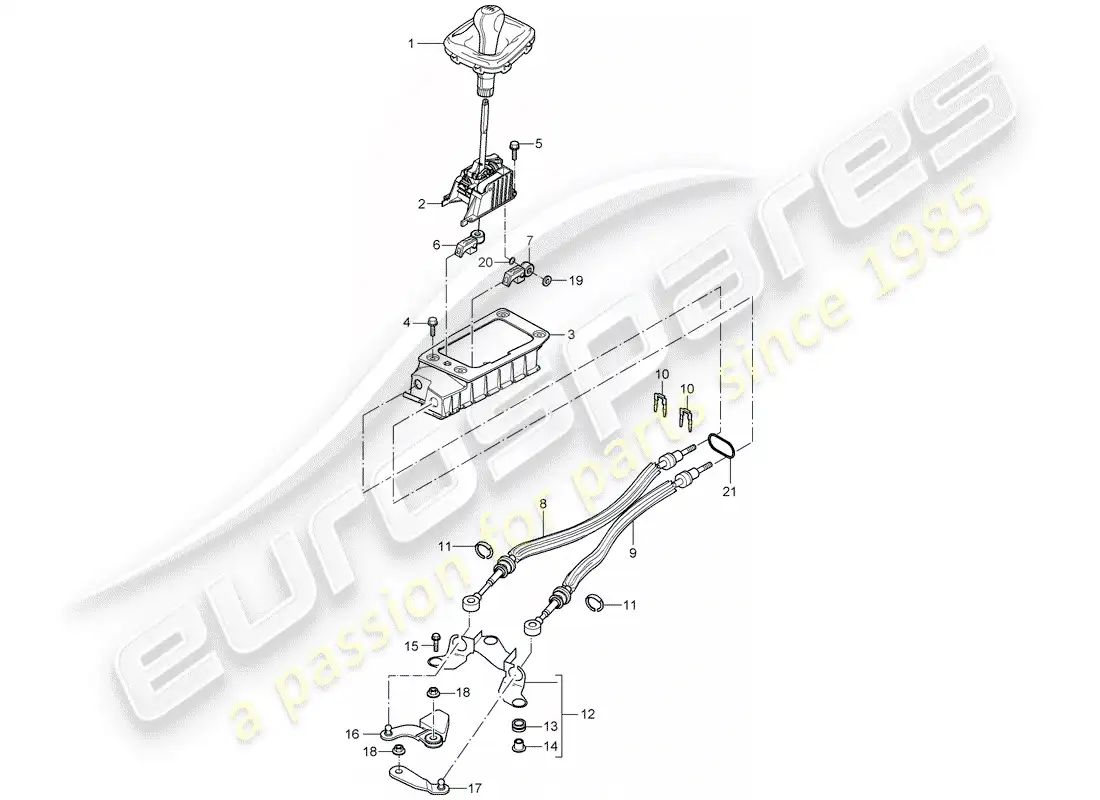 porsche 2005 (cayenne e1 9pa) mecanismo de cambio diagrama de piezas