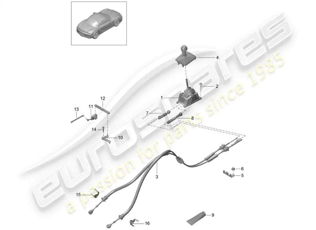 porsche 2012 (981 boxster) control de transmisión diagrama de piezas