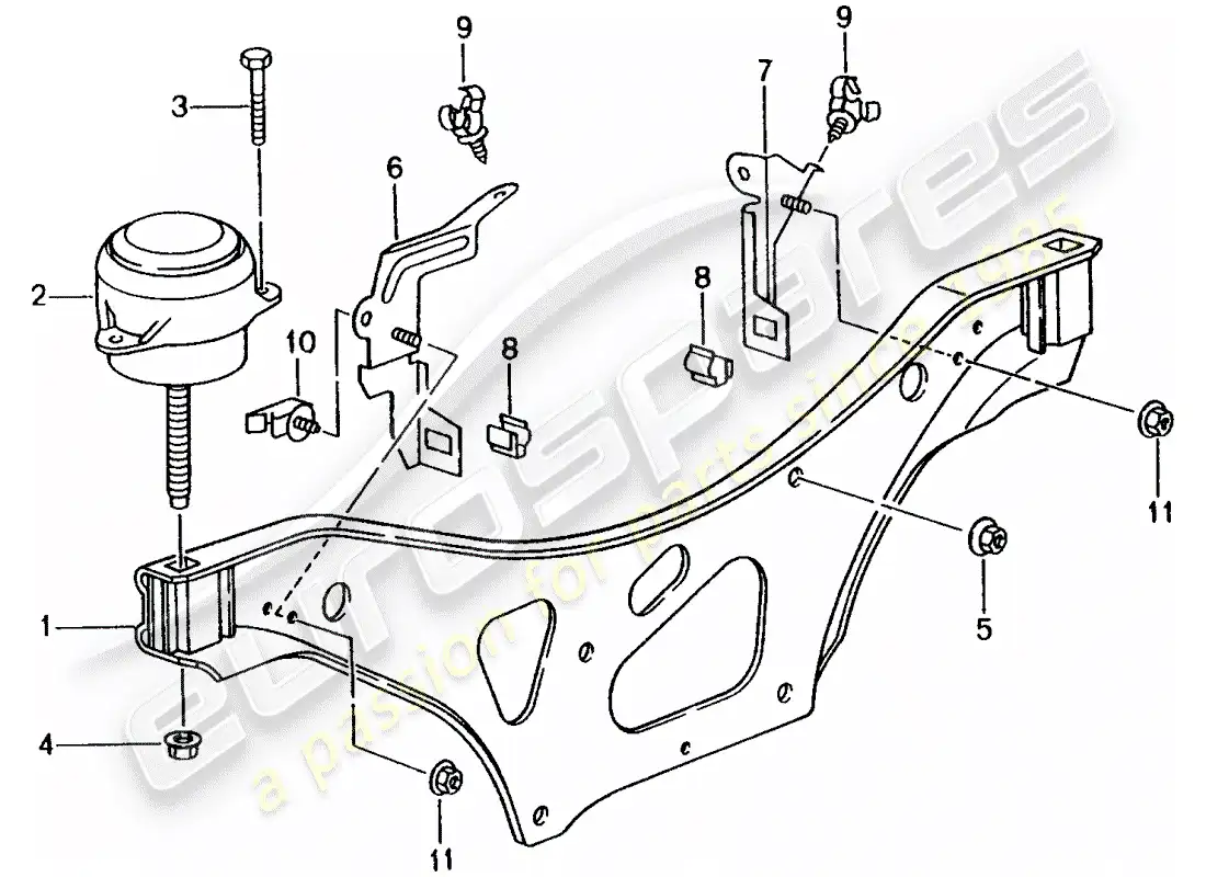 porsche 2001 (996) dispositivo de elevación del motor diagrama de piezas