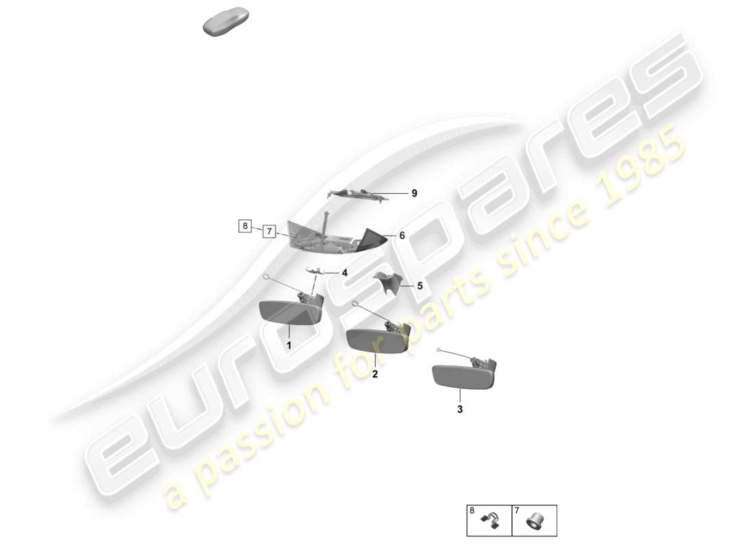 porsche 2025 (macan-e) espejo interior sensor de lluvia accesorios diagrama de piezas