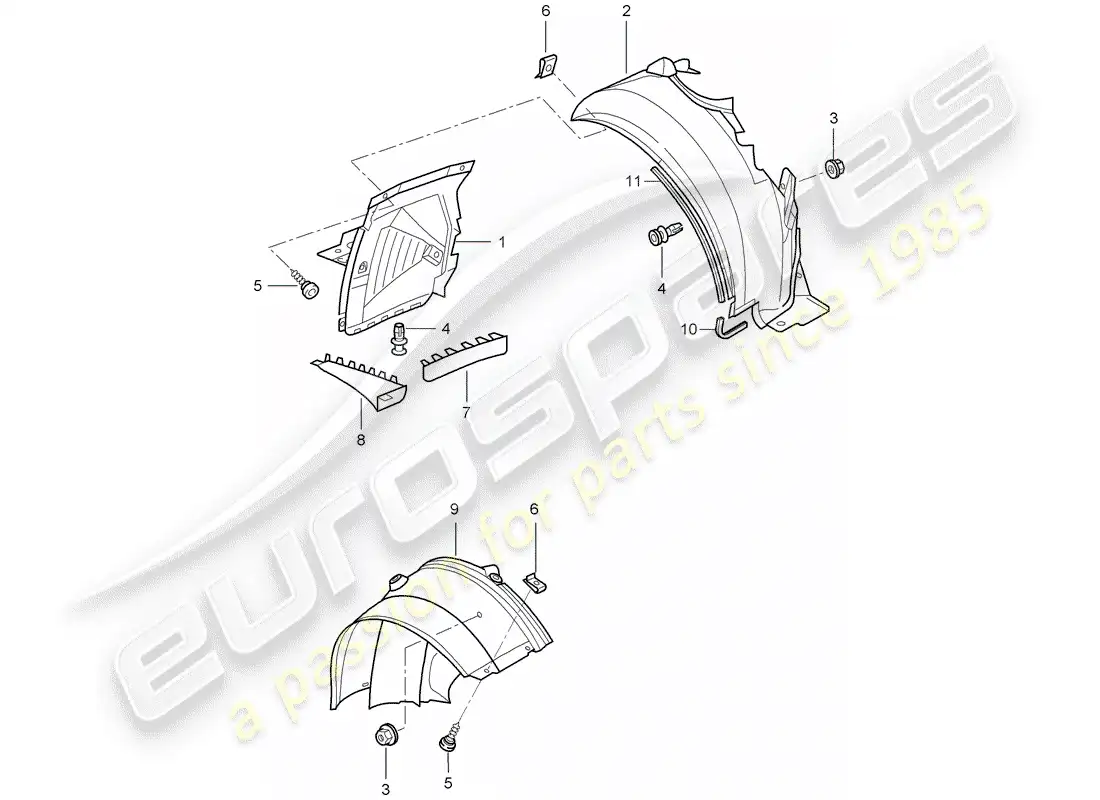 porsche 1999 (996) adornos - para - caja de rueda - d - mj 2002>> diagrama de piezas