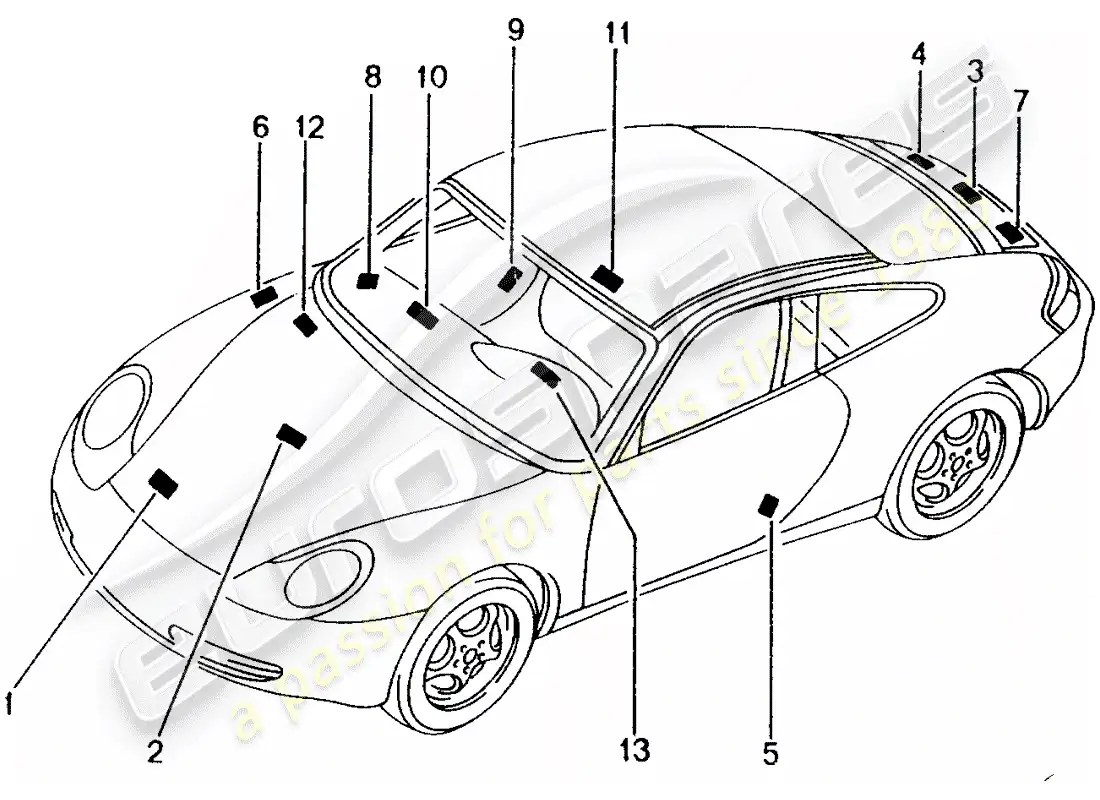 porsche 2001 (996) señales/avisos diagrama de piezas