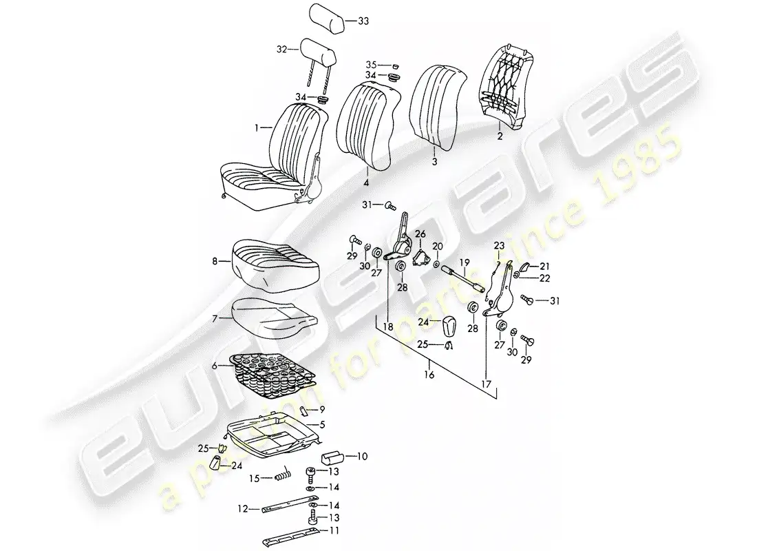 porsche 1968 (911/912) delantero asiento - d - mj 1969>> diagrama de piezas