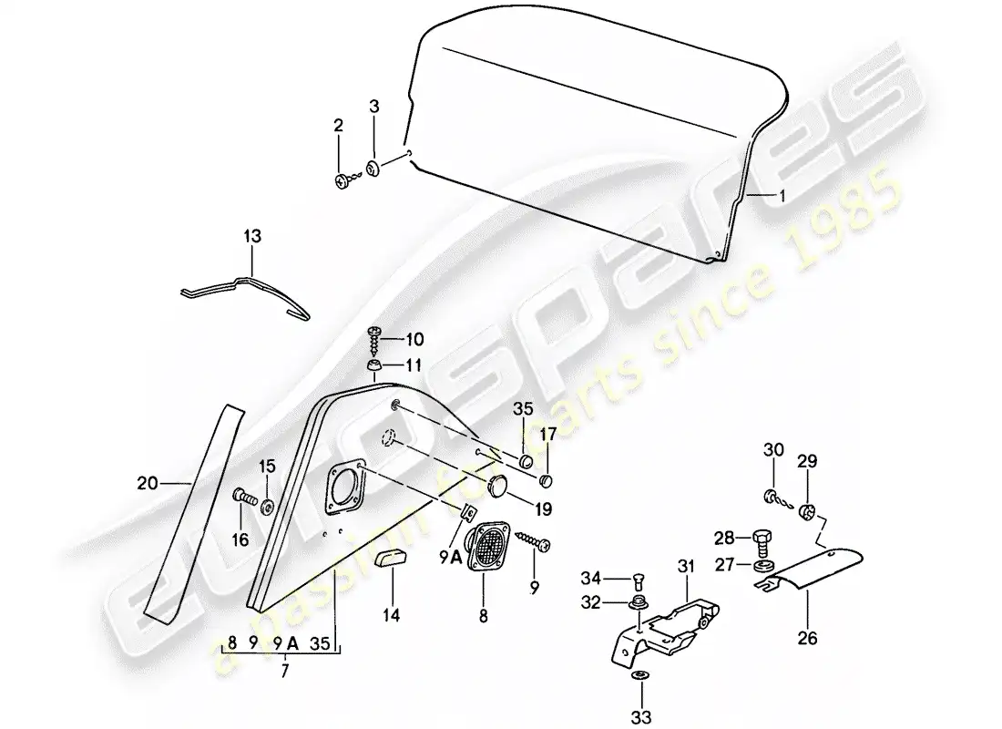 porsche 1988 (911) equipamiento interior diagrama de piezas