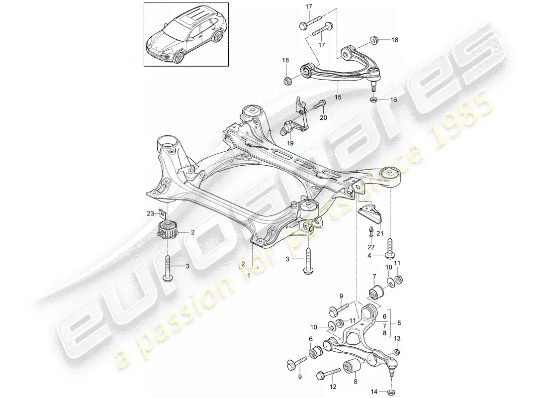 porsche 2018 (cayenne e2 92a) submarco diagrama de piezas