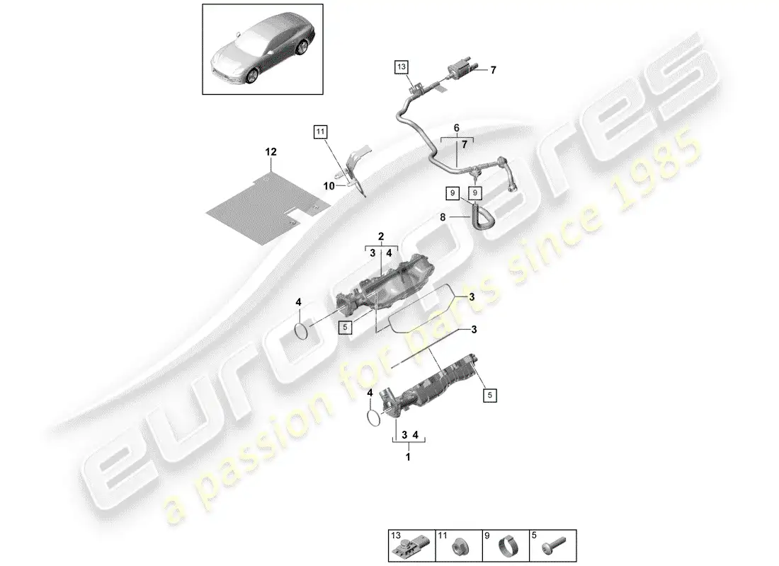 porsche 2017 (panamera 971-1) diagrama de piezas del tubo de admisión