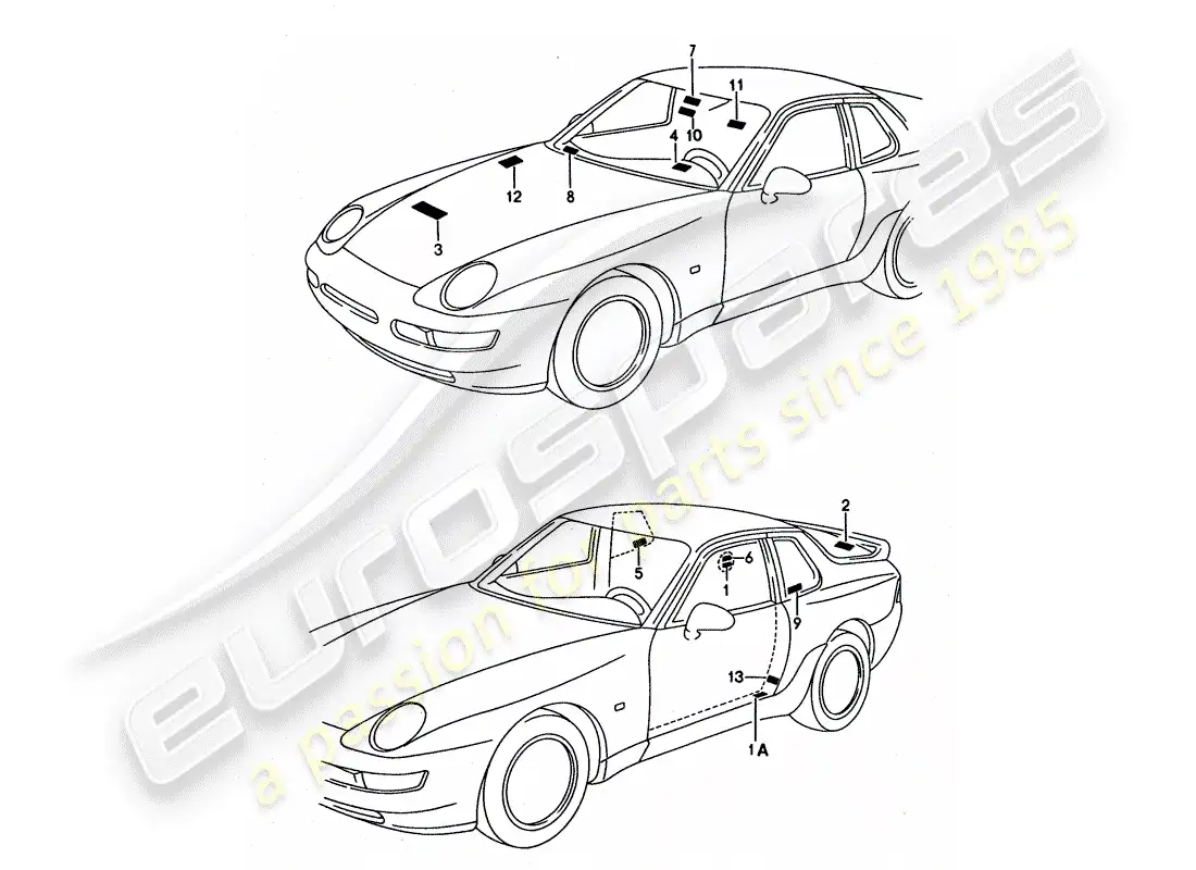 porsche 1993 (968) señales/avisos diagrama de piezas