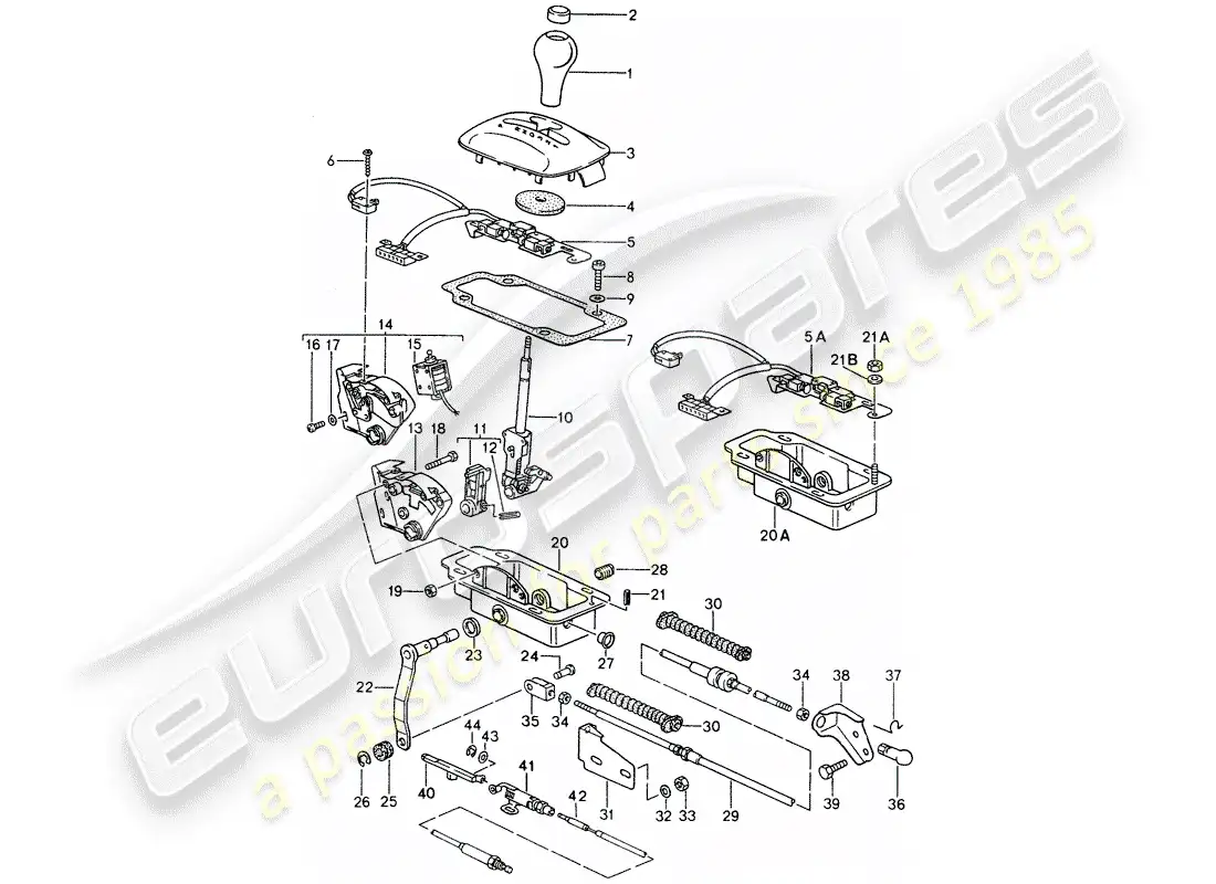 porsche 1993 (968) palanca selectora - tiptronic - shift-lock - key-lock diagrama de piezas