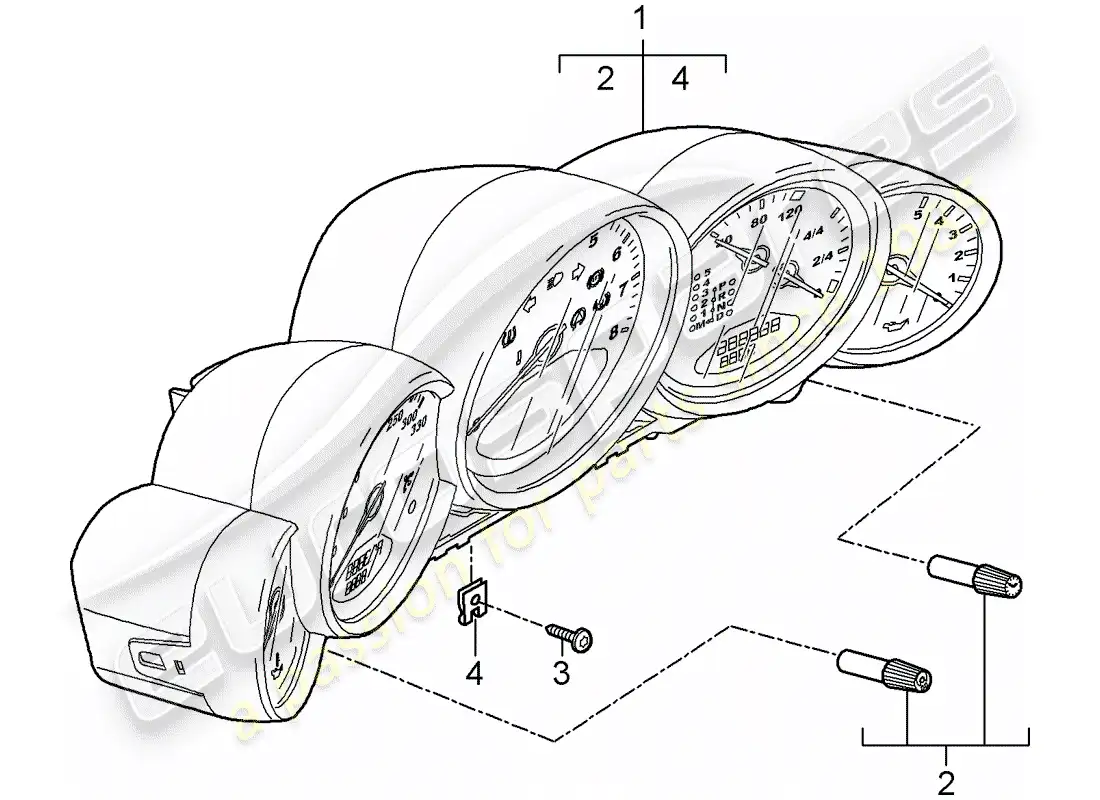 porsche 2011 (997-2 turbo / gt2 rs) instrumentos diagrama de piezas