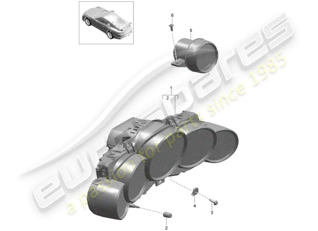 porsche 2014 (991-1 r/gt3/rs) combinación de instrumentos diagrama de piezas