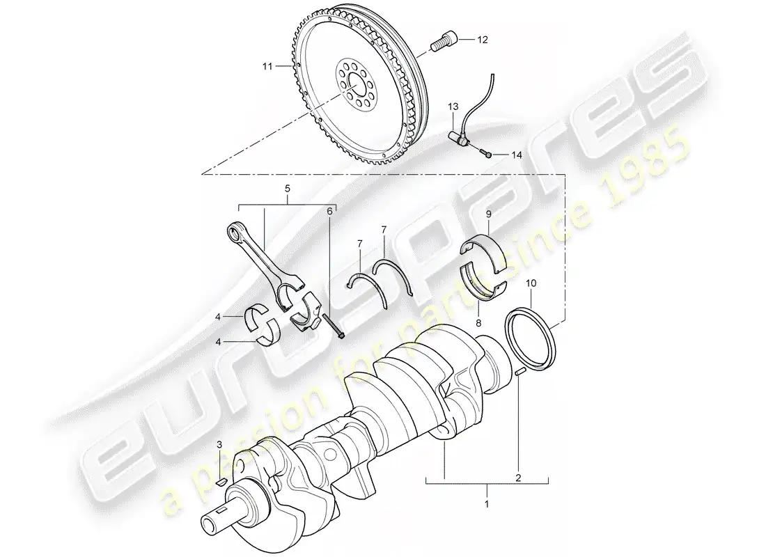 porsche 2010 (cayenne e1 9pa) cigüeñal diagrama de piezas