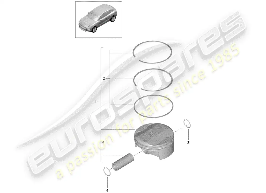 porsche 2019 (macan) pistón diagrama de piezas
