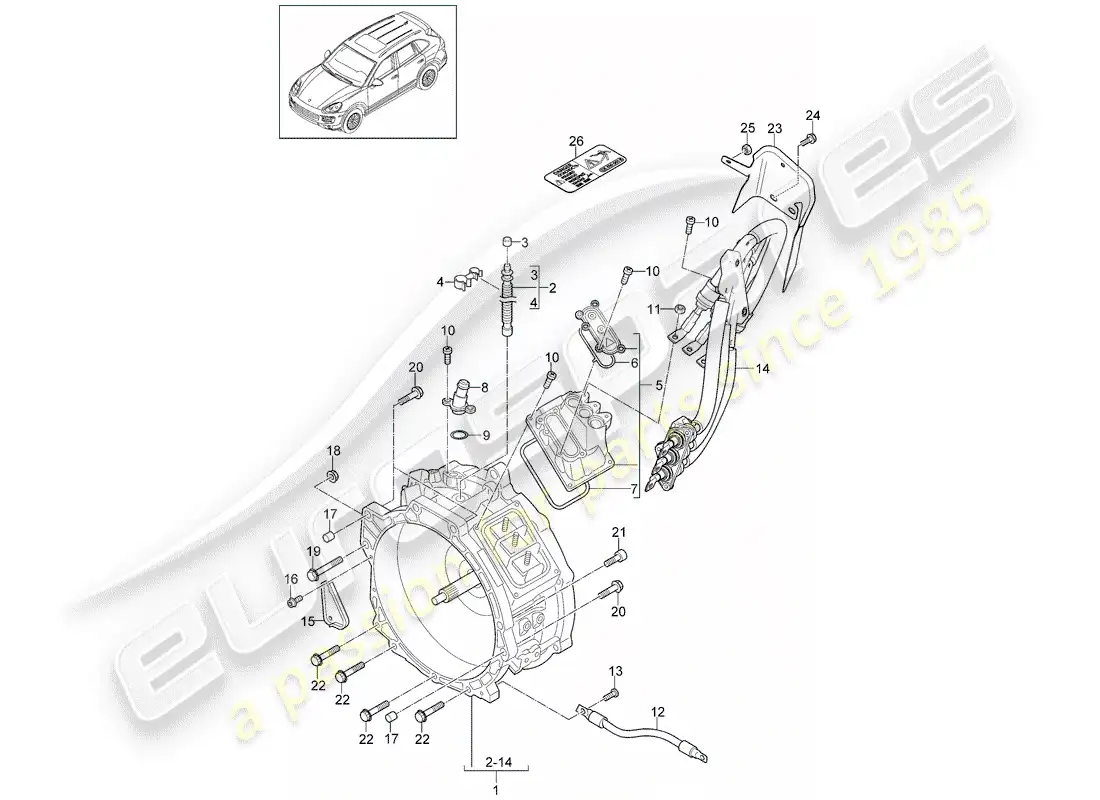 porsche 2014 (cayenne e2 92a) motor de tracción para elec. conducir diagrama de piezas