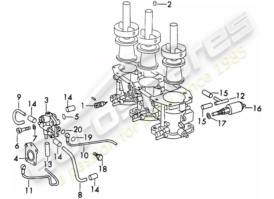 porsche 1970 (911) material de reparación - para - carburador - - zenith - - 40 estaño diagrama de piezas