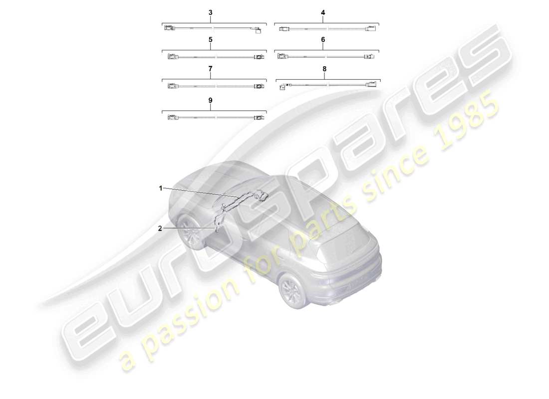 porsche 2025 (cayenne e3 pa) línea de conexión aérea cable de datos diagrama de piezas