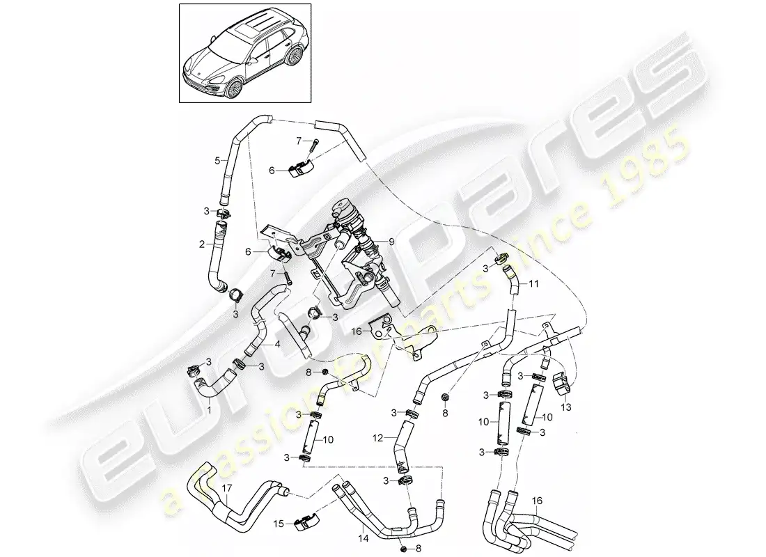 porsche 2013 (cayenne e2 92a) diagrama de piezas del calentador
