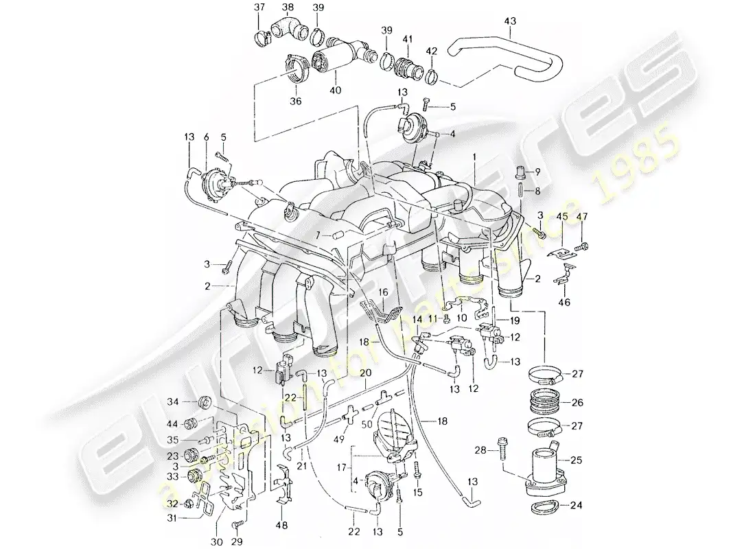 porsche 1997 (993) distribuidor de aire de admisión diagrama de piezas
