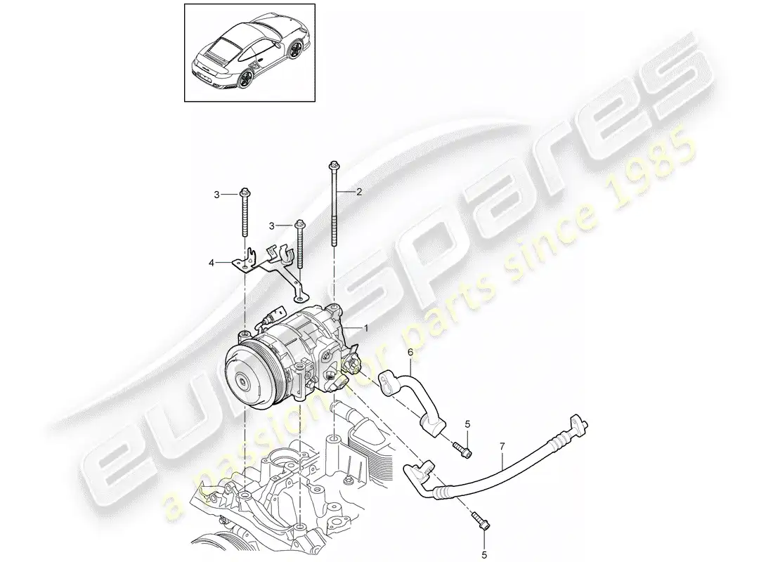 porsche 2012 (997-2 turbo / gt2 rs) compresor diagrama de piezas