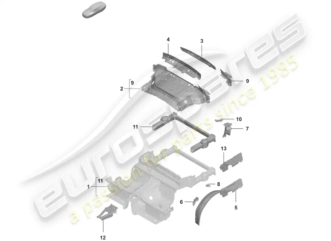 porsche 2019 (992-1) extremo posterior diagrama de piezas