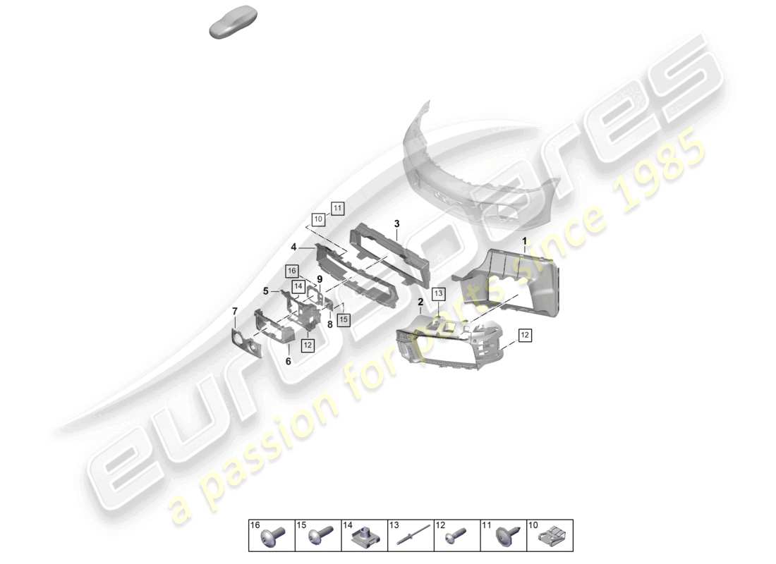 porsche 2024 (992-2) parachoques delantero guía de aire y piezas individuales paquete de diseño deportivo diagrama de piezas