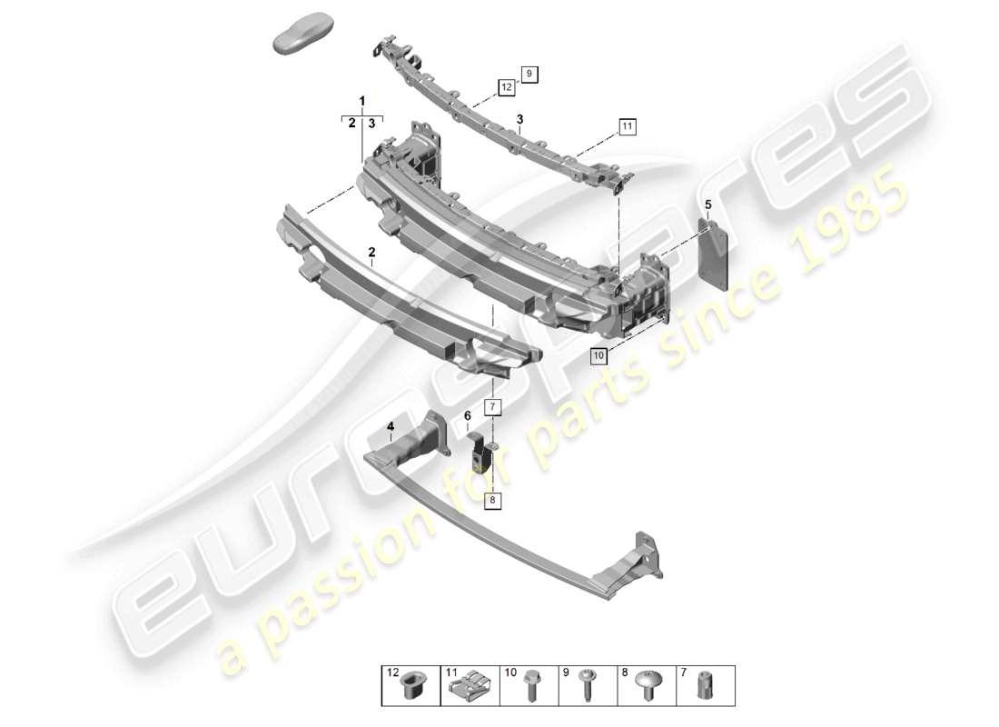 porsche 2024 (992-2) diagrama de piezas del portaparachoques delantero