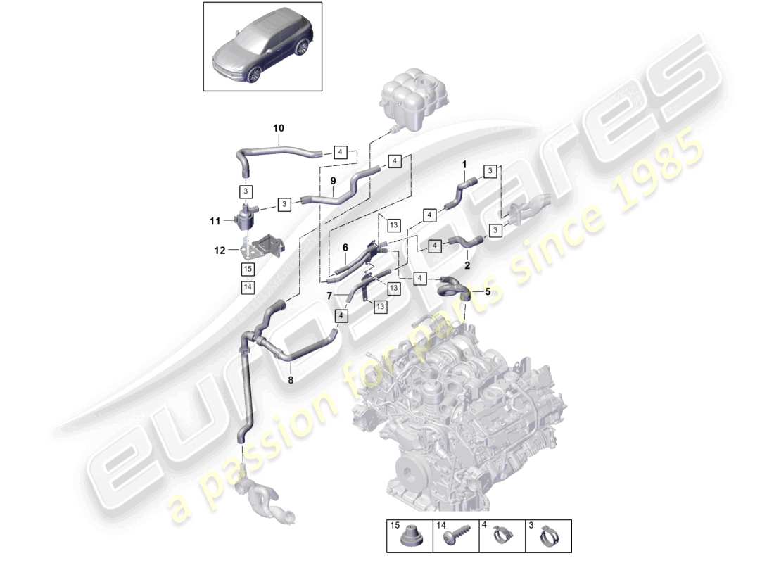 porsche 2022 (cayenne e3 9ya/9yb) calentador sin: diagrama de piezas del calentador auxiliar