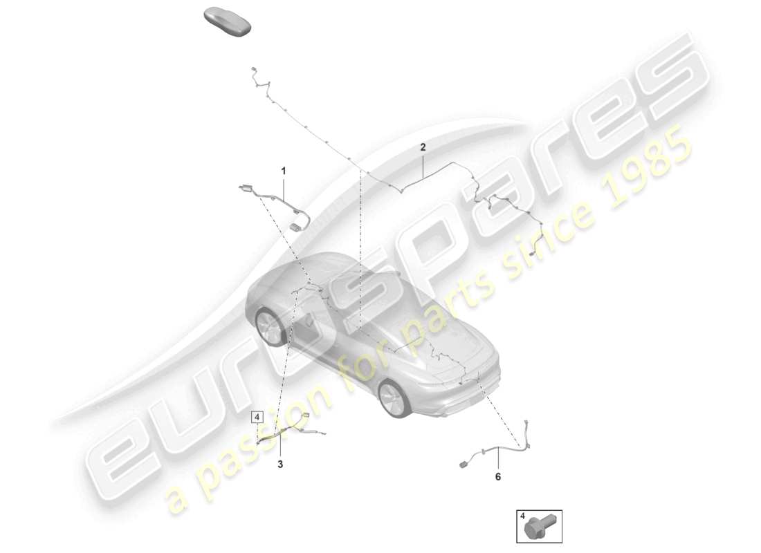 porsche 2021 (taycan 9j1-1) juego de cables para vehículos con estabilización electrónica del balanceo diagrama de piezas