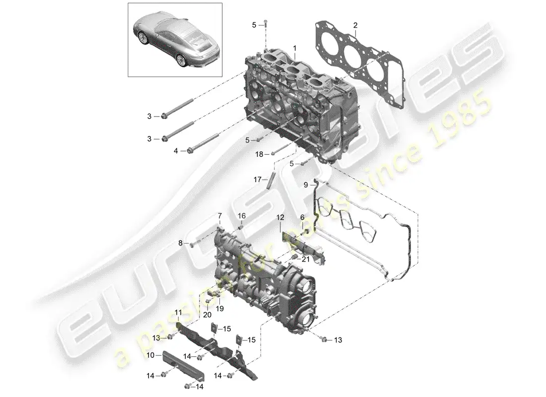 porsche 2019 (991-2) cabeza de cilindro diagrama de piezas