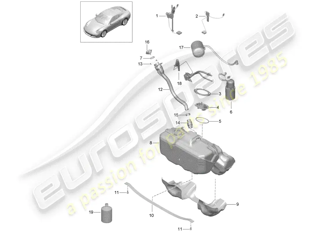 porsche 2020 (991-2) depósito de combustible diagrama de piezas