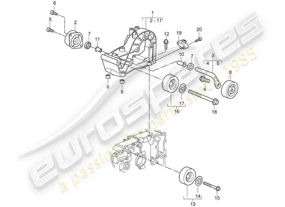 porsche 2007 (997-1) diagrama de pieza del tensor de correa