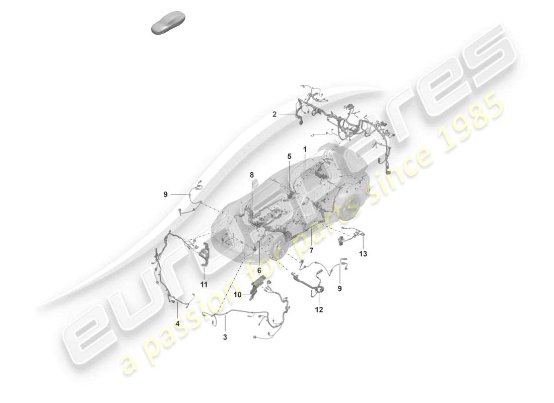 porsche 2021 (992-1 gt3/rs/st) diagrama de piezas del extremo delantero del parachoques con juego de cables