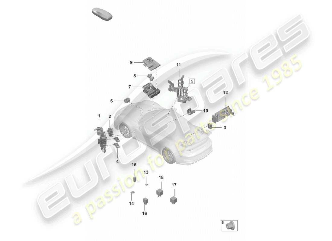porsche 2022 (992-1 gt3/rs/st) tablero de control eléctrico central diagrama de piezas