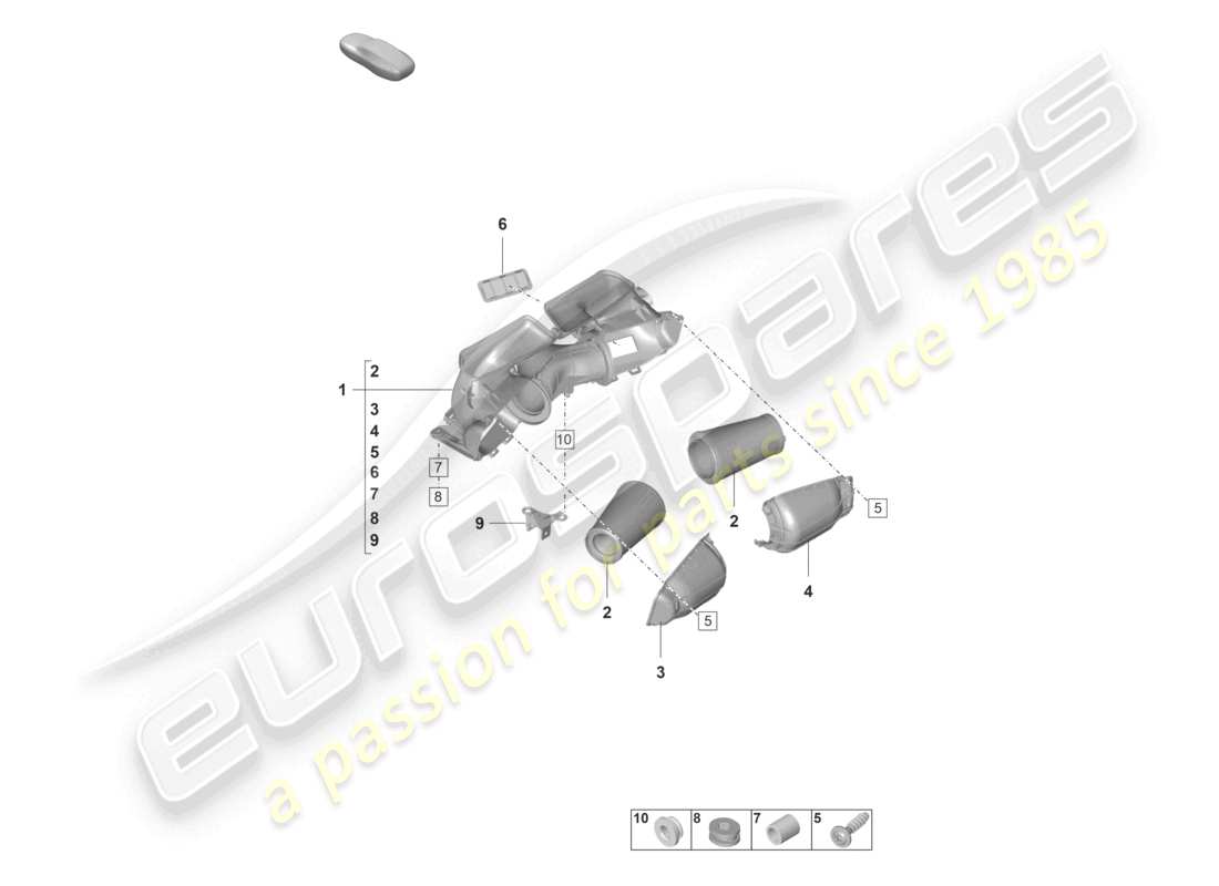 porsche 2021 (992-1 gt3/rs/st) diagrama de piezas del filtro de aire