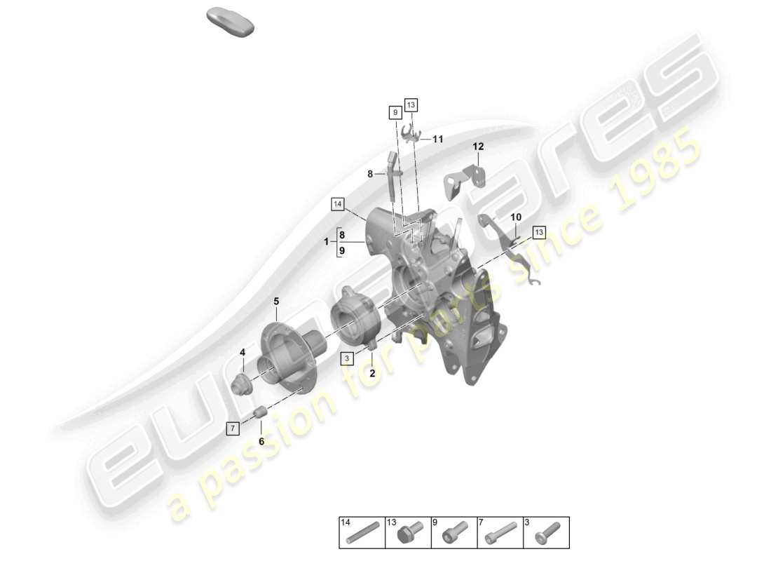porsche 2021 (992-1 gt3/rs/st) eje trasero portaruedas cubo de rueda cojinete de rueda con piezas de montaje diagrama de piezas