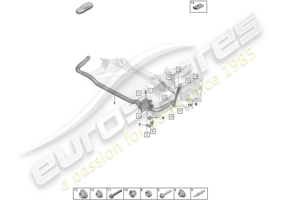 porsche 2021 (992-1 gt3/rs/st) barra estabilizadora varilla de acoplamiento paquete weissach diagrama de piezas