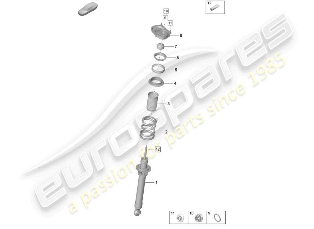 porsche 2021 (992-1 gt3/rs/st) diagrama de piezas de los amortiguadores de suspensión